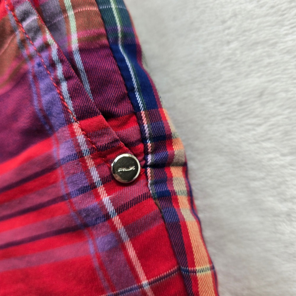 RLX Ralph Lauren Golf Shorts Mens 34 Red Multi Plaid Cotton Blend Performance - Picture 3 of 8